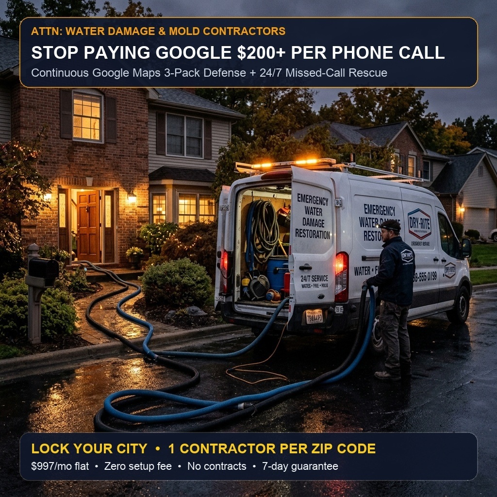 Water Damage Restoration Google Maps 3-Pack Revenue Engine and 60-Second Flood Dispatch Architecture in Folsom CA by Gold Standard Local SEO